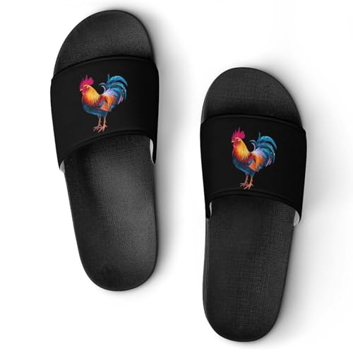 Rooster Non Slip Slides Sandals for Women Men Quick Drying Shower Shoes for Bathroom Pool Beach