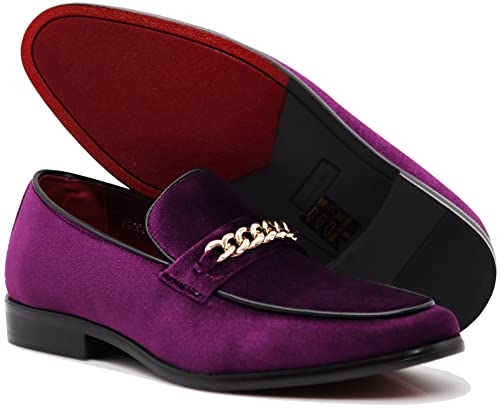 Image of Enzo Romeo Plum05 Men's Dress Loafers Elastic Slip on with Buckle Fashion Shoes