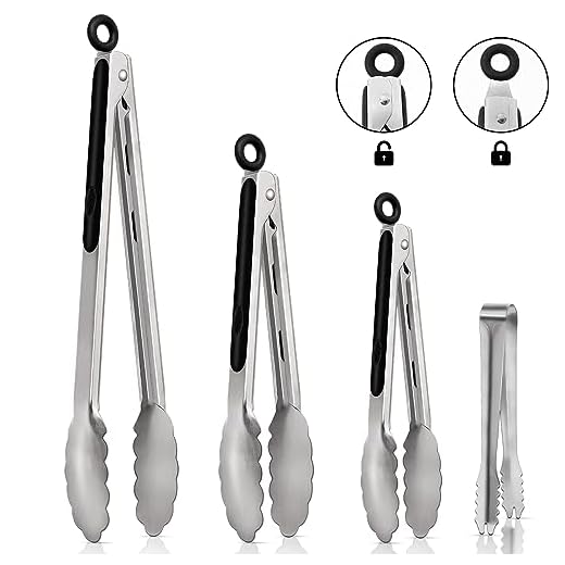 4 Stuks Keukentangen, Roestvrij Staal Barbecue Tang, Vergrendelbare Metalen Barbecuetangen met Antislip Siliconen Handgrepen, Levensmiddelenkwaliteit Keukentangen Voor Koken, Barbecue en Bakken