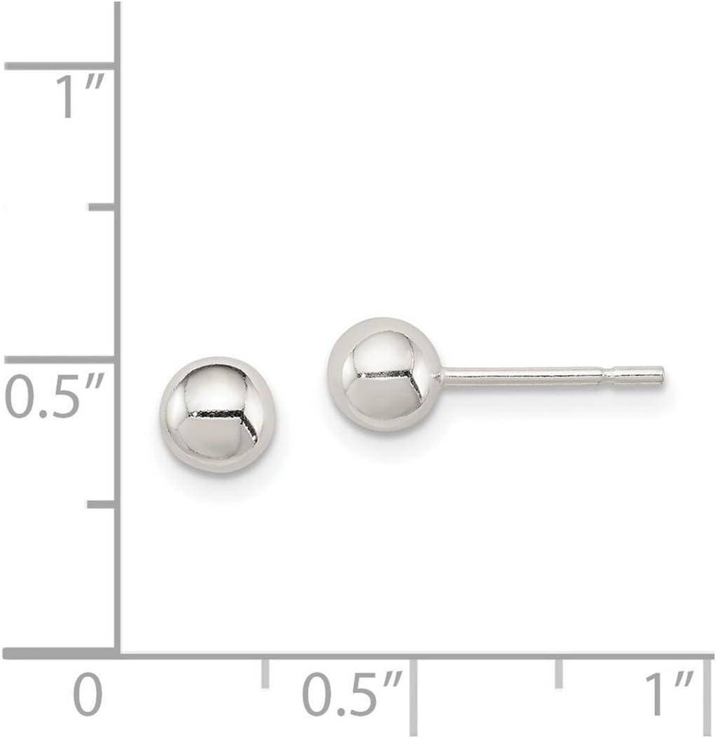 925 Sterling Silver Polished Post 5mm Ball Earrings 5x5mm Wide Ball Earring for Women