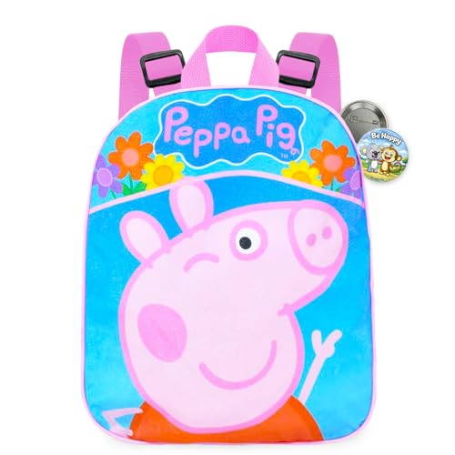 Peppa Pig Mini mochila para meninas – Pacote com bolsa escolar de 28 cm para estudantes da pré-escola e mais adesivos | Material escolar Peppa Pig Bakcpack