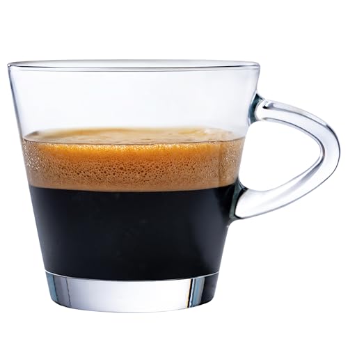 KONZEPT Tasses à espresso 80 ml – Set de 6 en verre à paroi épaisse avec anse – idéales...