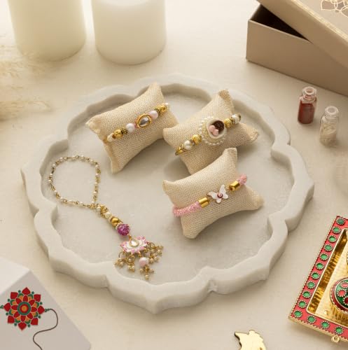 Image of Premium Handmade Designer Rakhi Set for Brother and Bhabhi Adjustable Couple Rakhi with Roli Chawal & Nariyal