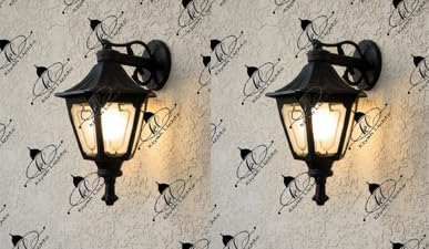 Kiyah Lights B22 Holder Cast Aluminium Black Texture Finished Standard 13x8 inches wall Light for Home Decor, Balcony, Front Elevation, Hallway, Restaurants, Terrace Walls & Garden l Pack of 2