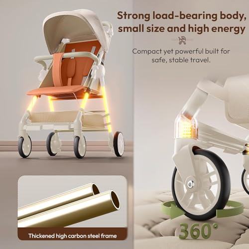 Image of StarAndDaisy Baby Stroller for 0-3 years Newborn & Toddler / Travel Pram for baby with foldable 360 Swivel Lockable Front Wheels, Multi-Level Recline & Adjustable Footrest , Safety Harness , Removable Tray Belt.