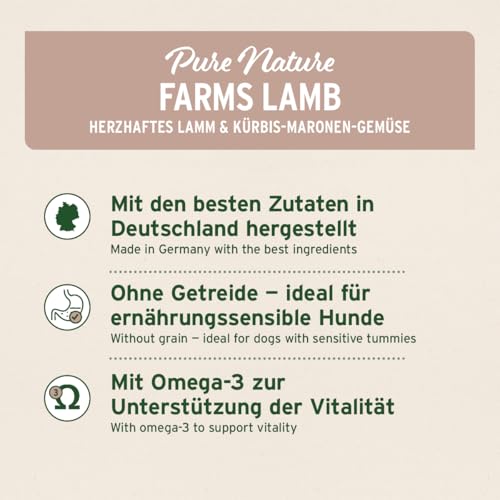 AniForte Hundefutter Nass FarmsLamb 6 x 800g – Nassfutter für Hunde, Frisches Lamm mit Gemüse & Früchten, hoher Fleischanteil, Natürliches Hundenassfutter glutenfrei
