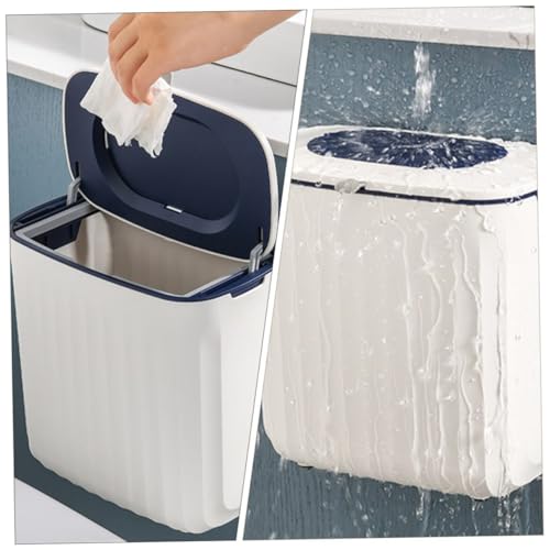 Caneca de basura plástica colgante con tapa azul miniatura 4