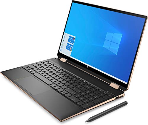 HP Spectre x360 2in1 Laptop (15,6 Zoll / UHD IPS Touch) (Intel Core i7-1165G7, 16GB RAM, 2TB SSD, Intel Iris Xe Grafik, Fingerabdruckleser, Windows 11, QWERTZ) Schwarz + Pen & Lederhülle – Bild 3