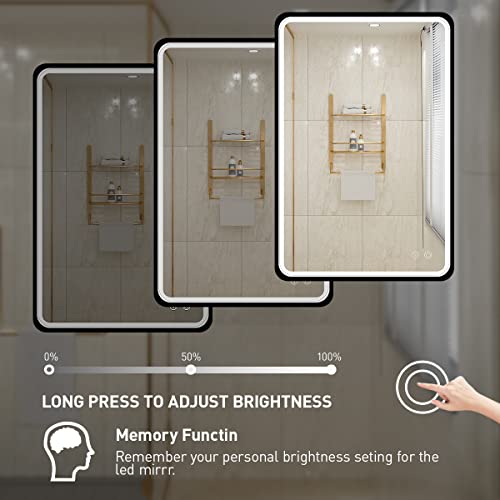 Ftoti 36X24 Inch Led Bathroom Mirror With Lights, Black Metal Frame Mirror, Wall Mounted Lighted Vanity Mirrors For Wall, Anti Fog Dimmable Led Mirror For Makeup #TOP3