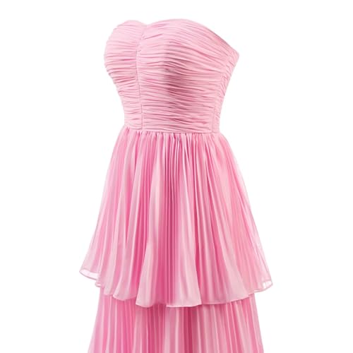 Bridesmaid Dresses Ruffle Strapless Wedding Guest Dress Tiered Chiffon Prom Maxi Formal Evening Gowns4