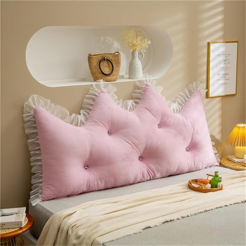 Image of Headboard Pillow PP Cotton Filler Large Bolster Pillows Backrest Support Sitting Up Reading Pillow in Bed Velvet Rest Upholstered Headboard Pads, (Pink, 47 inchx47 inch)