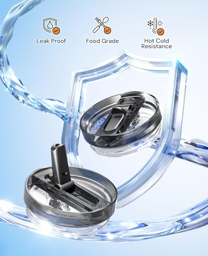 2 Pack 30 oz Leak Proof Lid for Stanley Quencher H2.0 FlowState Tumbler, 30 oz Tumbler Flip Straw Lid Replacement, BPA-Free, Spill Proof Reusable Tumbler Cover for Travel Work Outdoor