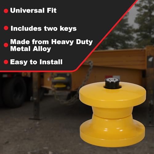 Image of Trimax TLR51 Pintle Hitch Ring Lock, 2-7 /8 inch, Yellow, with Keychain