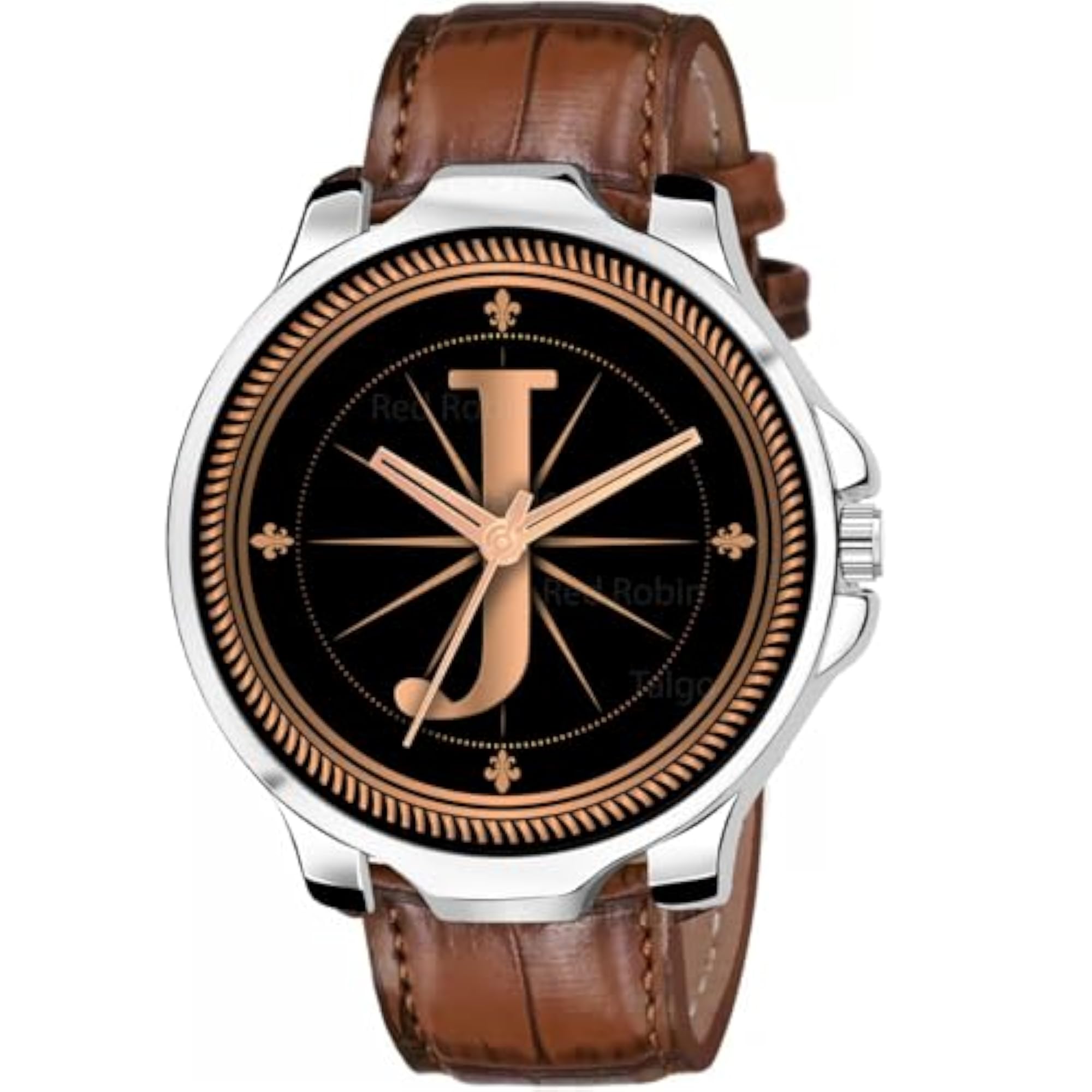 Analog Round Black Dial Alphabet J Design Wrist Watch