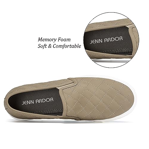 Image of JENN ARDOR Womens Slip On Sneakers Perforated /Quilted Casual Shoes Fashion Walking Flats