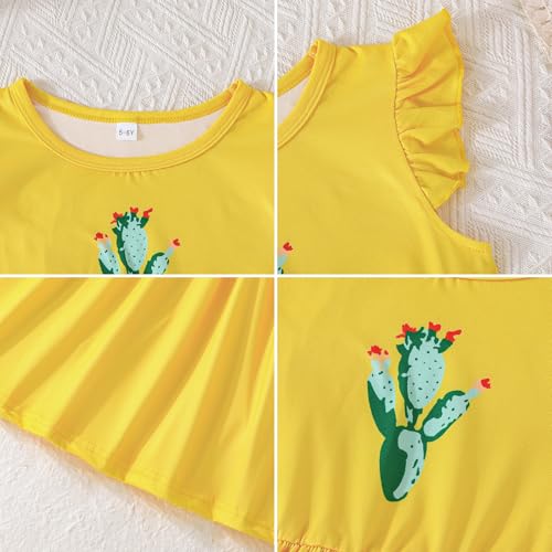 Image of Toddler Little Girls Casual Dresses Short Sleeve Crew Neck Graphic Cartoon Dress for 2-8 Years