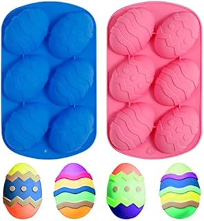 Lanjue 2 Pcs Easter Egg Mould, Chocolate Silicone Mold Silicone Candy Tray 6-Cavity Non-Stick Easter Egg Shaped Silicone Molds for Easter Chocolate Jelly Cakes Pudding