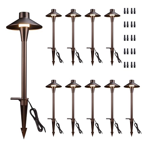 Varmtalys Landscape Path Lights Wired, 3 Lighting Modes LED 12V Low Voltage Pathway Lights, Outdoor Waterproof, 5W 150LM ORB Aluminum for Driveway Yard 10 Pack