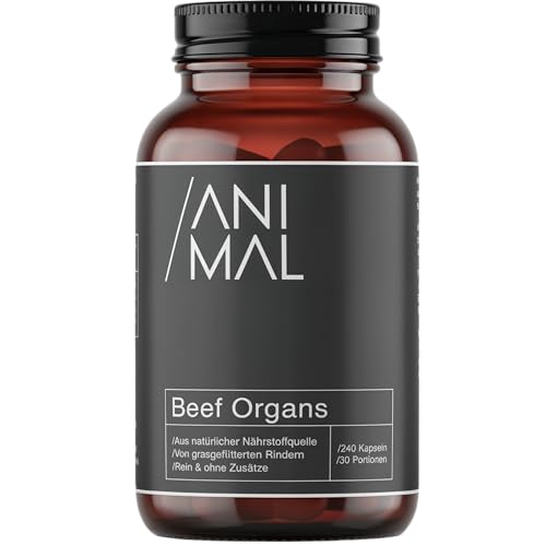 Multivitamin aus Rinderorganen [240 Kapseln] - Leber, Herz, Niere, Milz, Bauchspeicheldrüse - Natürliche Quellen für Eisen, Kupfer, Vitamin A (Retinol), B12, B1, B2, B3 - Aus Weidehaltung