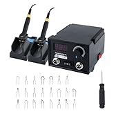 Pyrography Machine,Wood Burning Pyrography Pen Kit,Electric Woodburning Tool with 23 Pyrography Wire Tips,2 Pens,Digital Display,Pyrography Wood Burning Tool Set for Wood Leather Pumpkin & Gourd - 60W