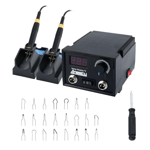 Pyrography Machine,Wood Burning Pyrography Pen Kit,Electric Woodburning Tool with 23 Pyrography Wire Tips,2 Pens,Digital Display,Pyrography Wood Burning Tool Set for Wood Leather Pumpkin & Gourd - 60W