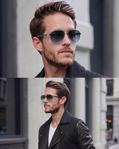 Image of THE MEN THING 2173 STEALTH PILOT - Aviator Style - HD Polarised Sunglasses for Men - UV400 Protection, Stainless Steel Frame