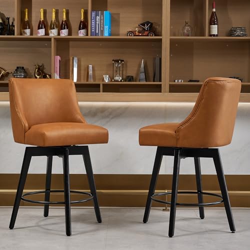 Image of 26 inch Counter Height Swivel Bar Stools, Set of 6, Brown