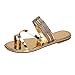 Sandali da donna eleganti da donna alla moda estivi tinta unita con testa rotonda con strass cinturino piatto da spiaggia sandali larghi per donne sandali da donna, Oro, 38.5 EU