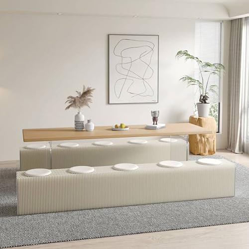 Image of Flexible Kraft Paper Folding Bench with 5 Cushion, 98 inch Retractable Honeycomb Ottoman, Collapsible Portable Seating for Entryway, Space-Saving Vanity Stool, 660 lbs Modern Sustainable Furniture (White)