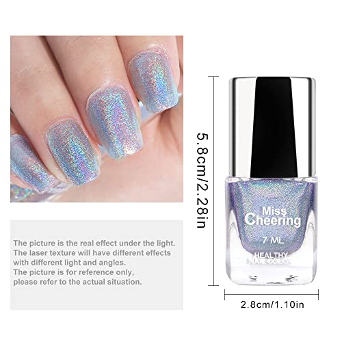 Freeorr Glitter Laser Nagellack, Shining Glitter Nail Art Langlebige Holographic Nagellack 7 ML-LS01 – Bild 3