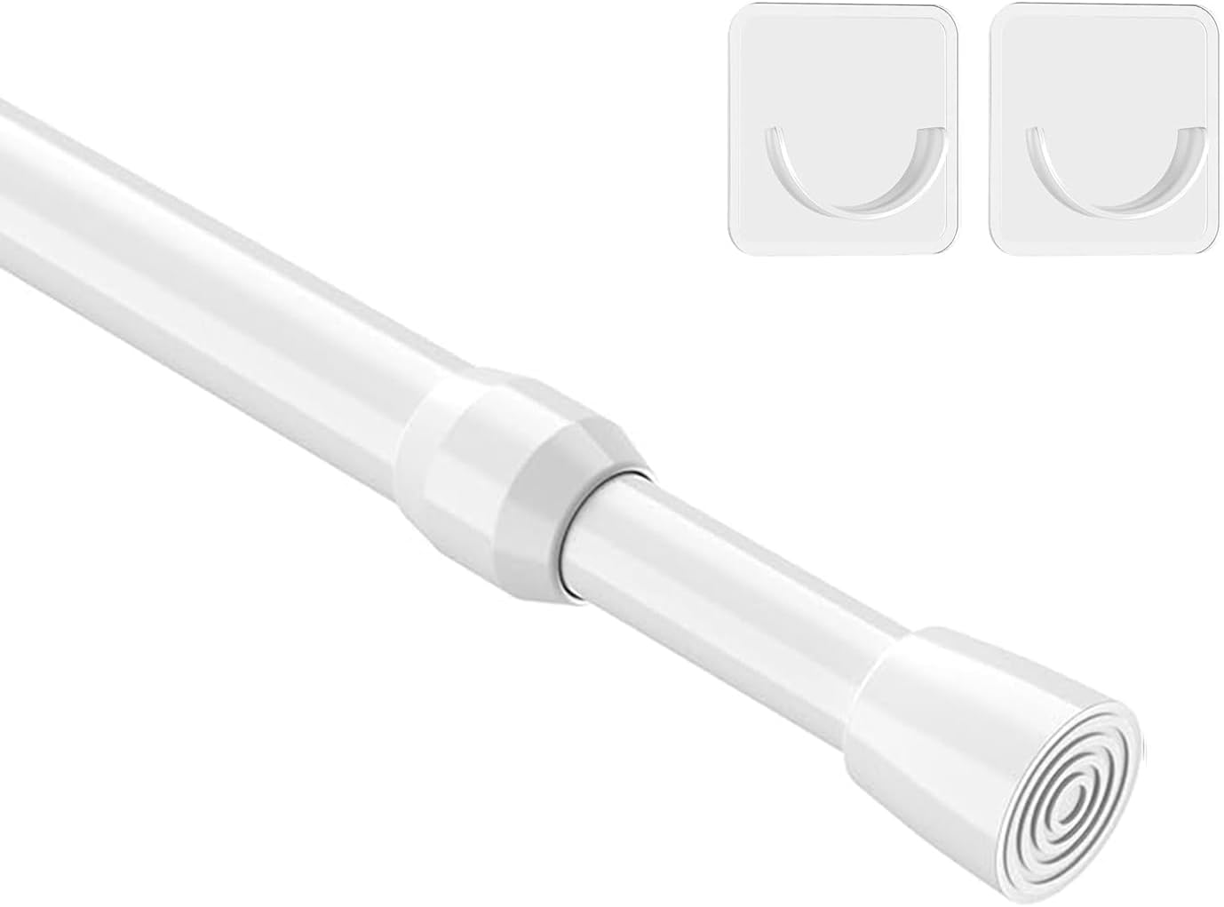 MEXAU 1Pcs Spring Tension Curtain Rod 26-39 inch Spring Tension Rods White Tension Rods Adjustable Spring Rod Extendable Tension Rod For Kitchen, Bathroom, Window, Bookshelf,Closet.