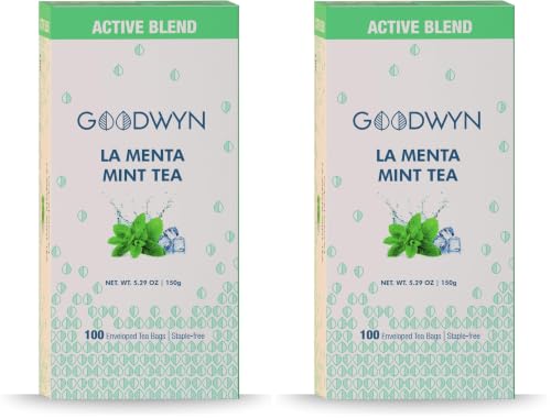 Image of Goodwyn Peppermint 100 Tea Bags - Caffeine-Free Herbal Tea with Real Peppermint Leaves | Refreshing, Relaxing & Supports Digestion | From Himalayan Foothills | Trusted by 1000+ Hotels (Pack of 2)