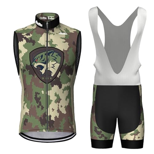 Conjunto Ropa Ciclismo Hombre Maillot Bici MTB Verano,Traje Ciclista Sin Mangas Chaleco Ciclo y Culotte Tirantes con 9D Gel Acolchado,Completa Bicicleta Jerseys Transpirable Secado Rápido(1,M)