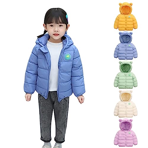Kids Lightweight Puffer Jacket Toddler Cute Bear Ears Hooded Padded Coats Baby Boys Girls Winter Windproof Down Outerwear