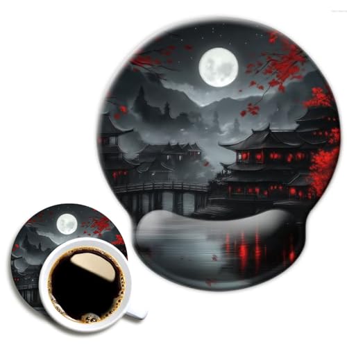 Tapis de souris ergonomique avec repose-poignet et dessous de verre noir