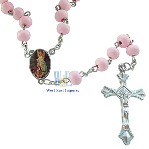 Baptism Scented Rosary Favor - 12 Pcs Guardian Angel Baptism Pink Rosaries With Individual Gift Box Christening Gift #TOP2