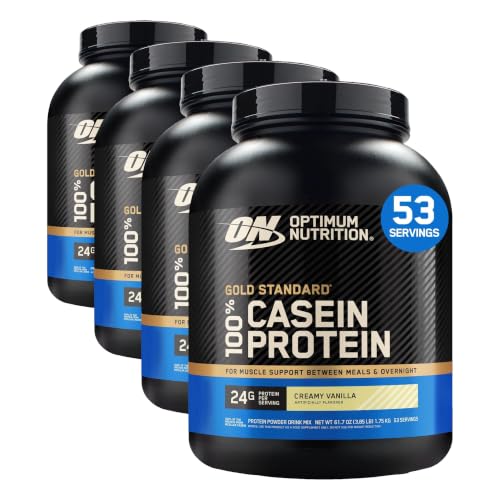 Image of Optimum Nutrition Gold Standard 100% Micellar Casein Protein Powder, Slow Digesting, Helps Keep You Full, Overnight Muscle Recovery, Creamy Vanilla, 4 Pound (Packaging May Vary) (Pack of 4)