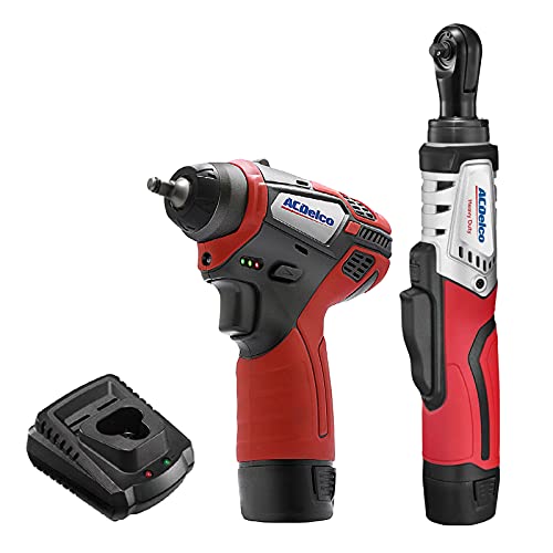 ACDelco ARW12102-K7 G12 Series 12V Cordless Li-ion 1/4â€ Brushless Ratchet Wrench & Impact Wrench Combo Tool Kit with 2 Batteries
