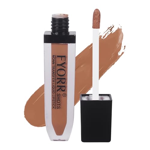 Image of Non Transfer Liquid Lipstick Waterproof Ultra Pigmented Matte Non-Sticky Smooth Finish Lip Color, 6ml (Paraben Cruelty Free) (Sandle Brown)