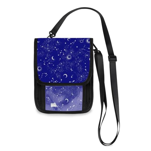 Portafoglio da viaggio con motivo costellazione dello spazio galassia zodiacale stella porta passaporto carte di credito gadget unisex portafoglio da con tracolla