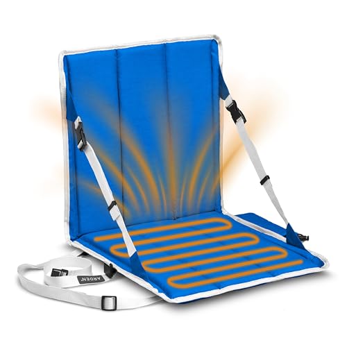 Arden Heated Stadium Seat, Foldable, Lightweight with Carrying Strap, Foam Cushion for Comfort, Adjustable, Back Support, Multi-Functional Use As Stadium Seat or Seat Pad - Royal Blue/White