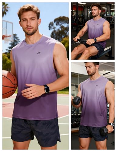 Image of EZRUN Men's Workout Sleeveless Shirts Quick Dry Muscle Swim Shirt Gym Fitness Running Beach Tank Tops