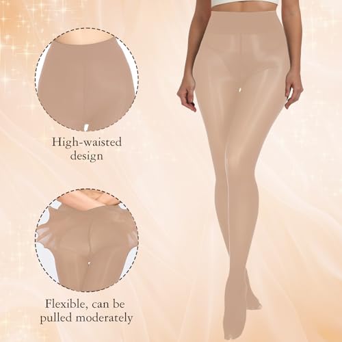 Image of Buauty Shimmer Tights for Women, Shiny Oil Pantyhose Stockings, Oil Bright Shaping Tight Ultra Shiny Sheer Tights High Waist