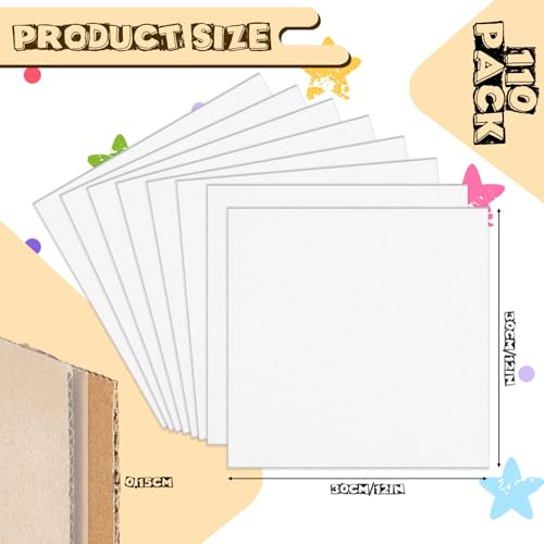Image of Henoyso 110 Pack 12 x 12 Inch Corrugated Cardboard Sheets Flat Cardboard Sheets Packaging Inserts Flat Square Inserts Squares Separators for Shipping Packing Mailing Crafts(White)