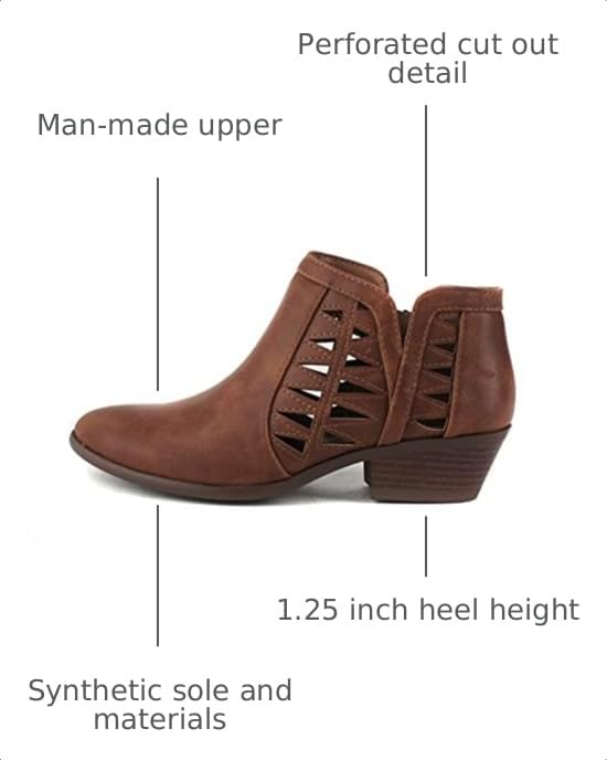 Image of Soda CHANCE Womens Perforated Cut Out Stacked Block Heel Ankle Booties (Wide Fit Available)