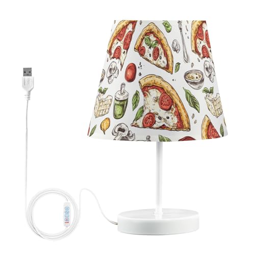 CWUPZAY Bedside Table Lamp for Bedroom Ingredients and Kitchen Tools Nightstand Lamp Small with Fabric Shade LED 3 Way Dimmable USB Ports for Living Room Desk