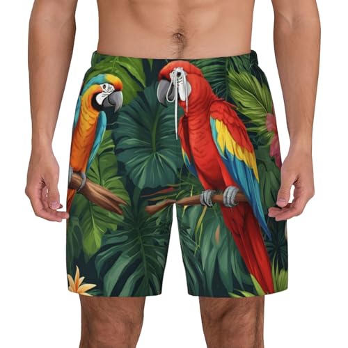 Pantalones cortos de baño para surf y fitness con estampado exótico de plantas