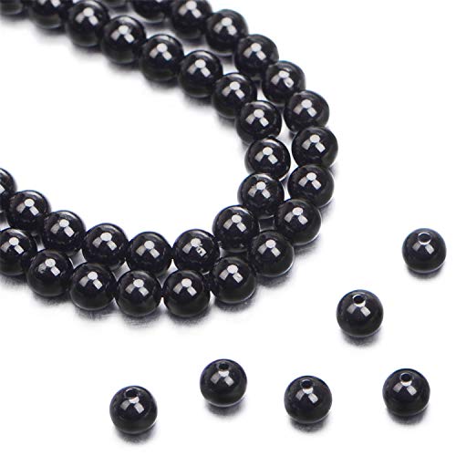 Image of Natural Black Tourmaline Gemstone Round Beads 15.5 inch 4mm 6mm 8mm 10mm 12mm A Grad (4mm)