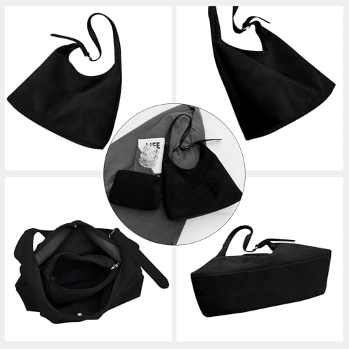 Image of Suede Bags for Women Suede Hobo Bag Retro Suede Tote Bag Slouchy Suede Shoulder Bag Crossbody Handbags Suede Purse