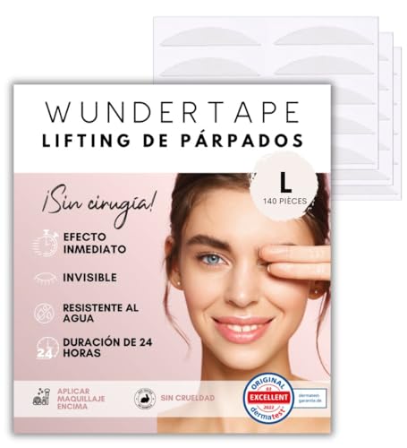 WUNDERTAPE 'L' (144 pzs.) Remedio pegatinas para párpados caídos - cinta adhesiva lifting invisible para párpado caído sin cirugía. double eyelid tape stickers - tiras para ojos